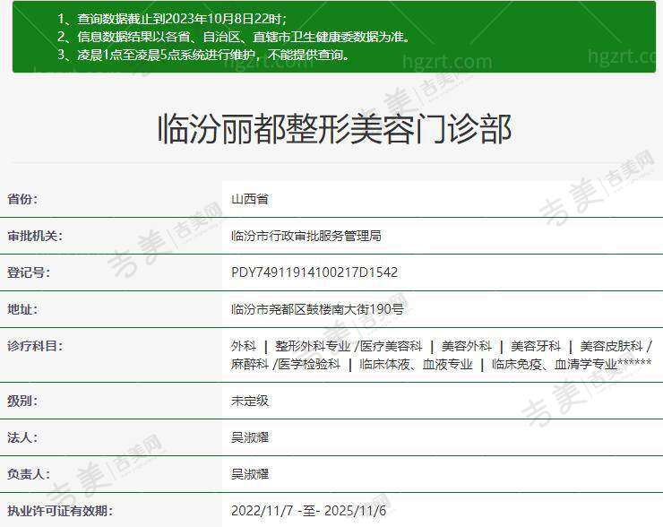 临汾丽都整形美容门诊部金平医生的擅长项目
